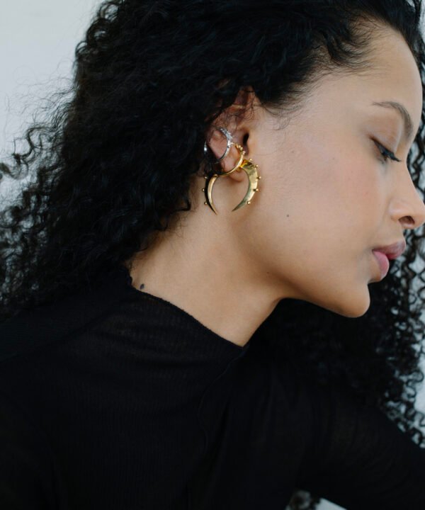 Alternative view of Mini Crescent Hoops Gold