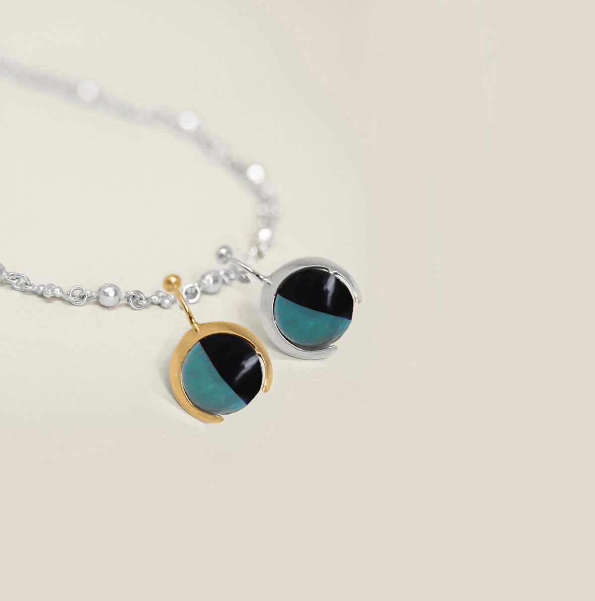 Moon Shadow Pendant Amazonita Obsidiana