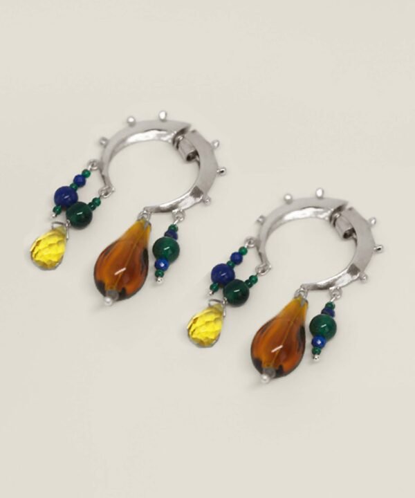 Alternative view of Baby Crescent Stone Hoop Silver