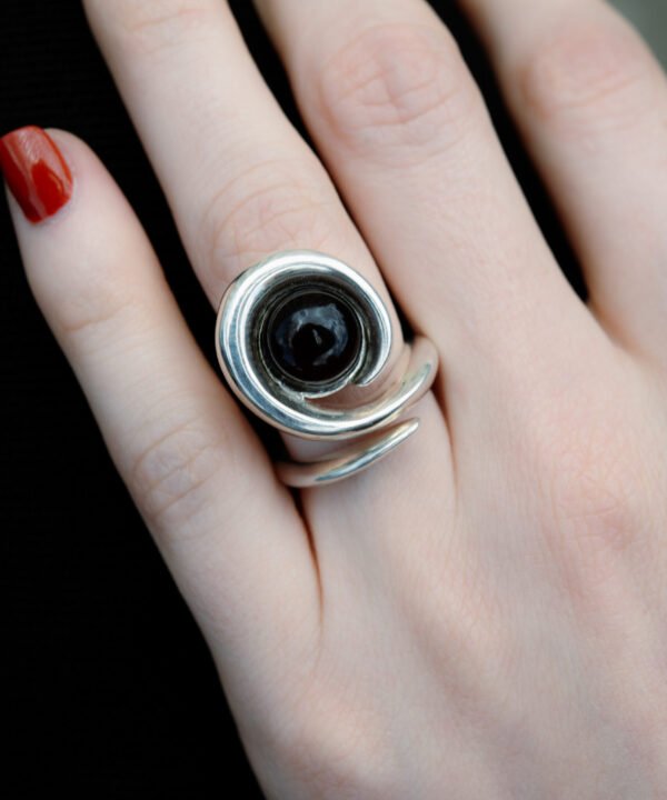 Alternative view of Anya Onyx Ring Silver