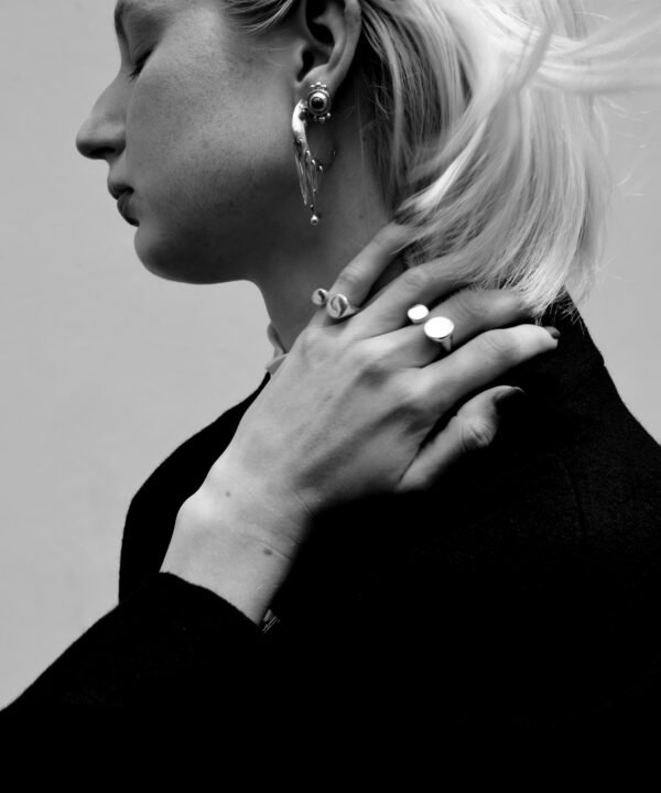 Alternative view of Lua Pierced Hoops Gold