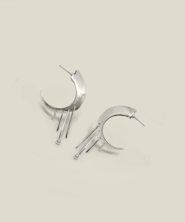 Alternative view of Lua Pierced Hoops Silver