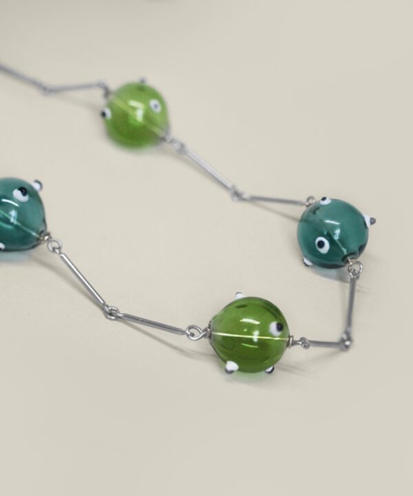 Nazar Necklace Silver Green