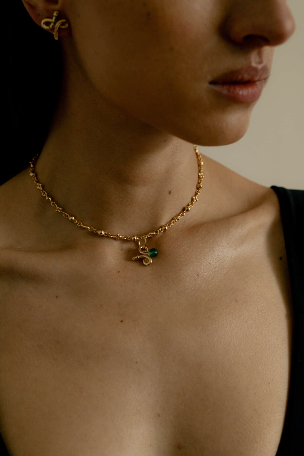 Aspid Pendant Agata Verde Gold