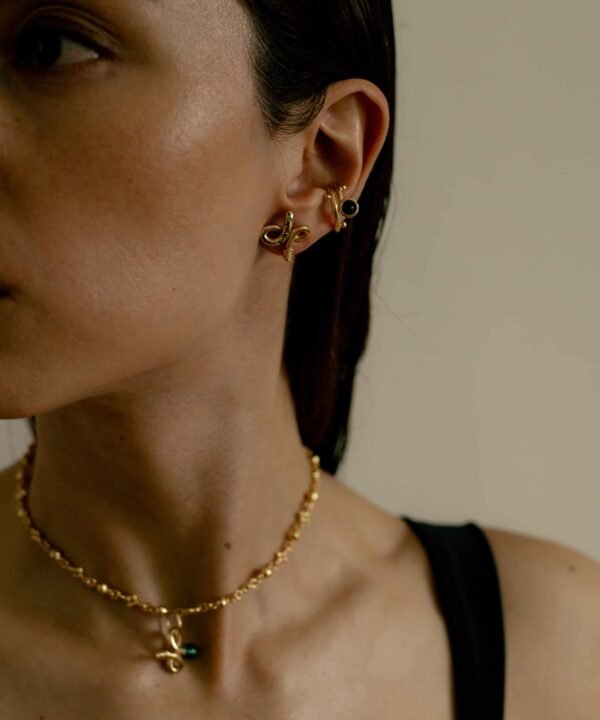 Alternative view of Aspid Green Studs Gold