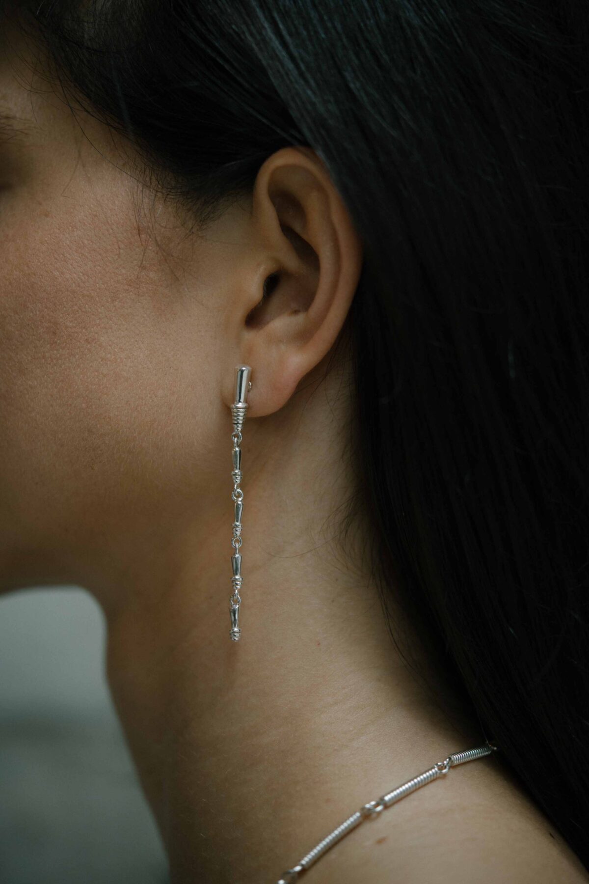 Long Pech Earrings Silver