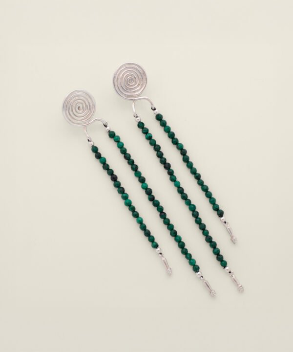 Alternative view of Aretes Ummu Malaquita Plata