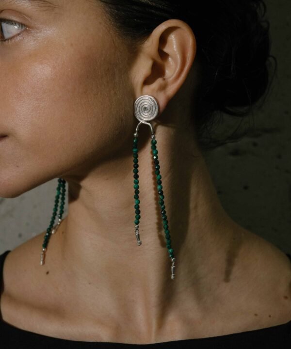Aretes Ummu Malaquita Plata