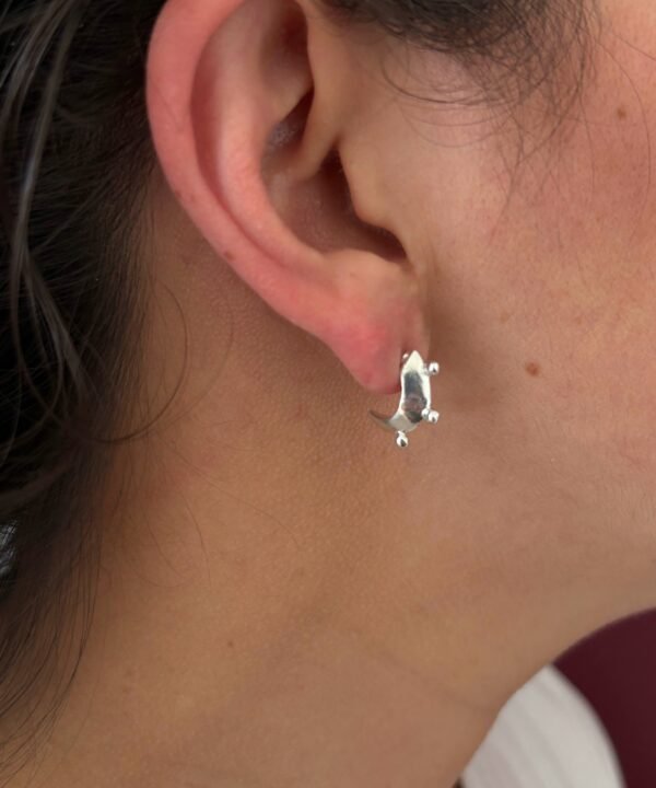 Alternative view of Micro Crescent Hoops Silver