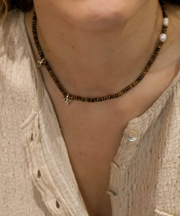 Alternative view of Milpa Necklace Ojo De Tigre Silver