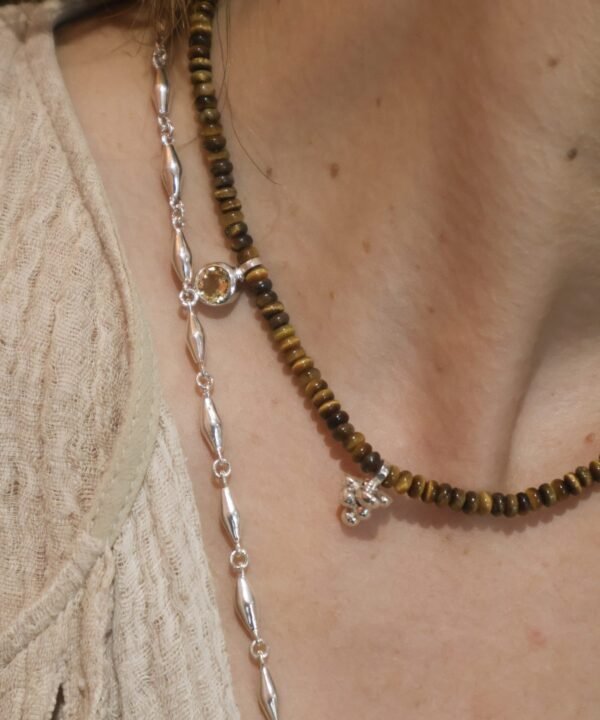 Milpa Necklace Ojo De Tigre Silver