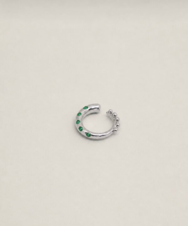 Totona Emerald Ear Cuff - Ring Silver